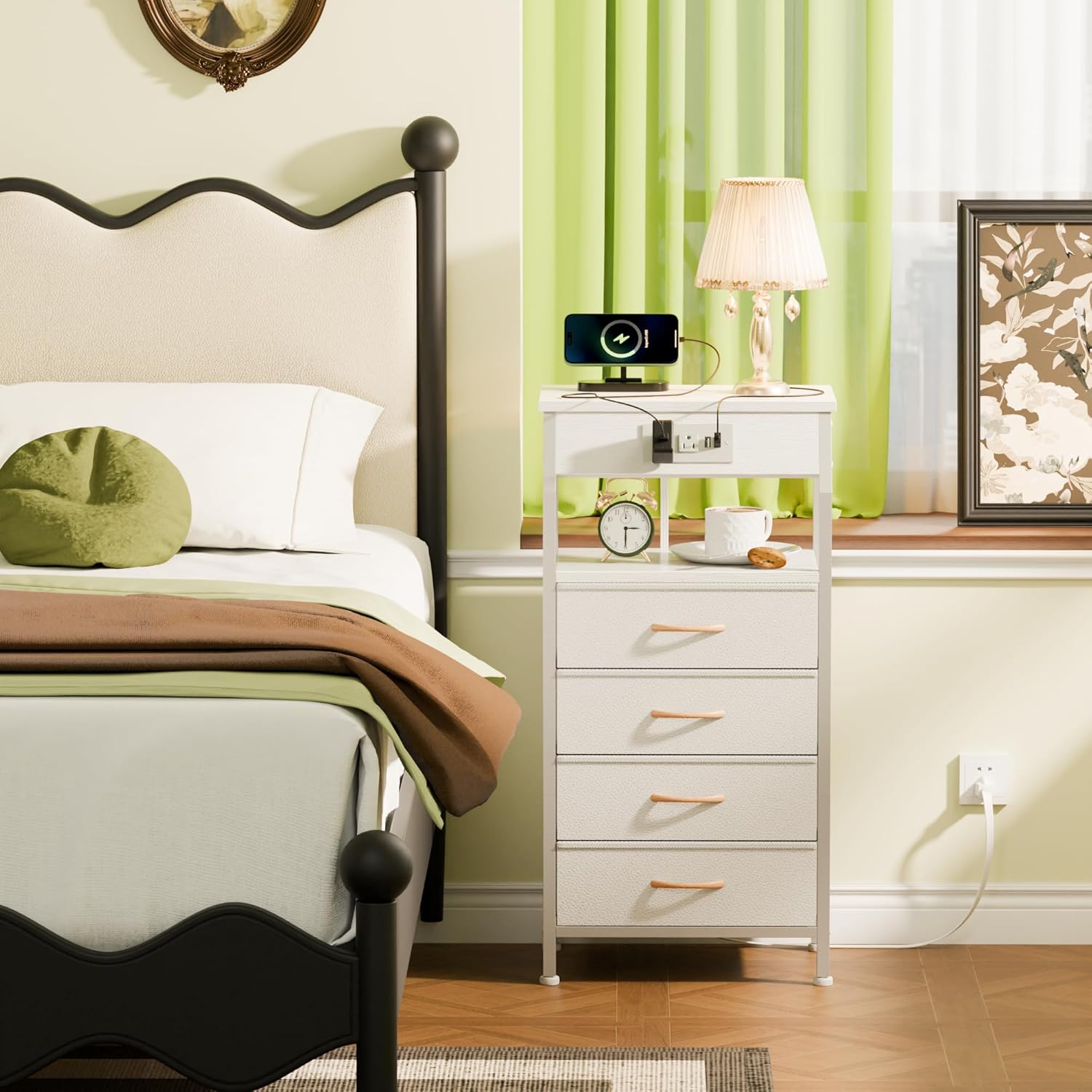 Nightstand Set of 2 with Charging Station and Led Light R120976