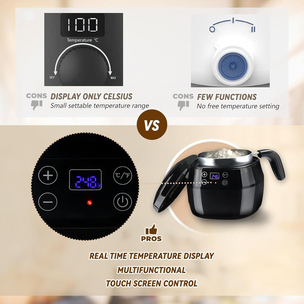 1L 200W Aluminum Wax Melting Pot with Touch Screen Digital Temperature Display K243