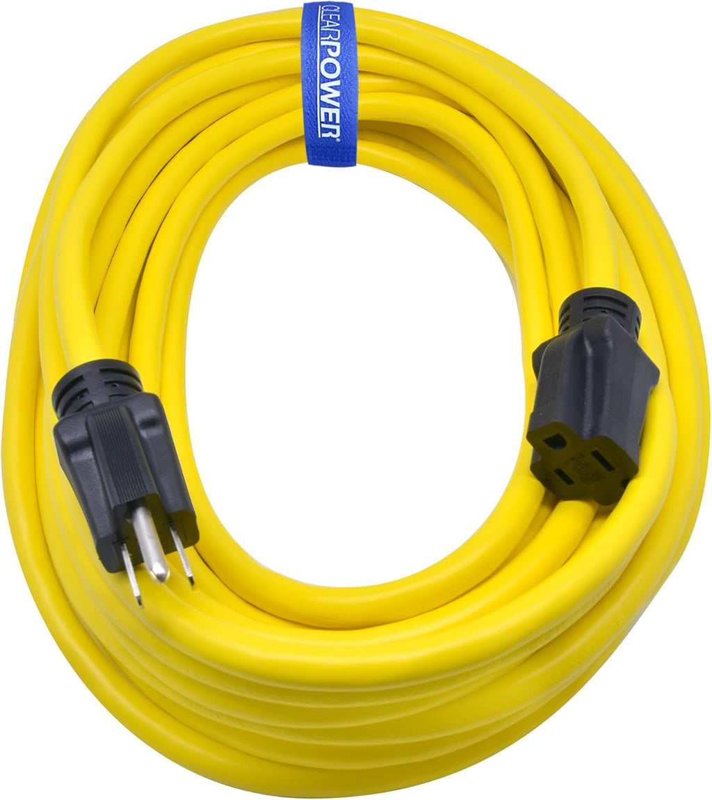 50 ft Heavy Duty Outdoor Extension Cord 12/3 SJTW, Yellow, 3 Prong Grounded Plug R80882