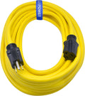 50 ft Heavy Duty Outdoor Extension Cord 12/3 SJTW, Yellow, 3 Prong Grounded Plug R80882