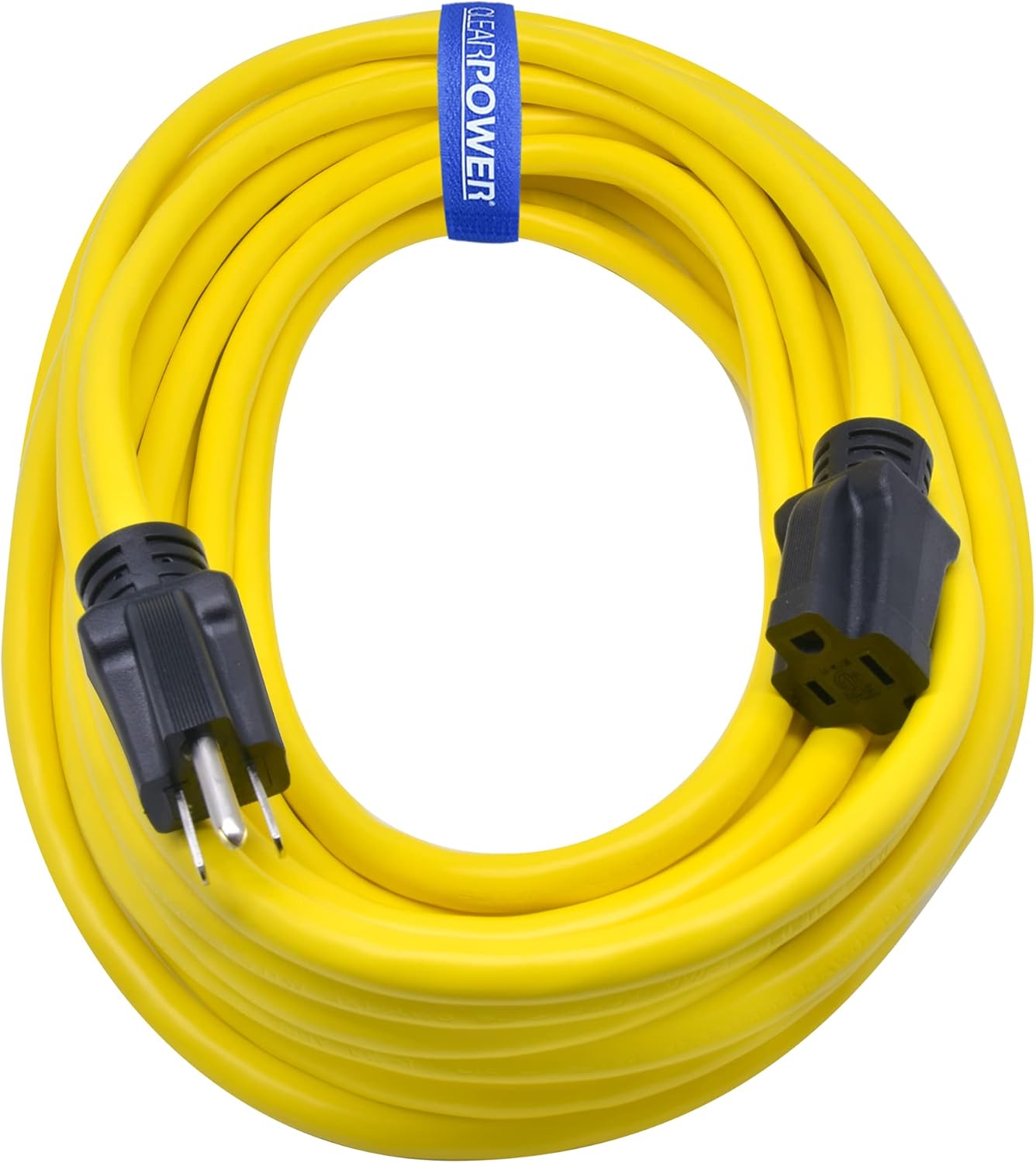 50 ft Heavy Duty Outdoor Extension Cord 12/3 SJTW, Yellow, 3 Prong Grounded Plug R80882