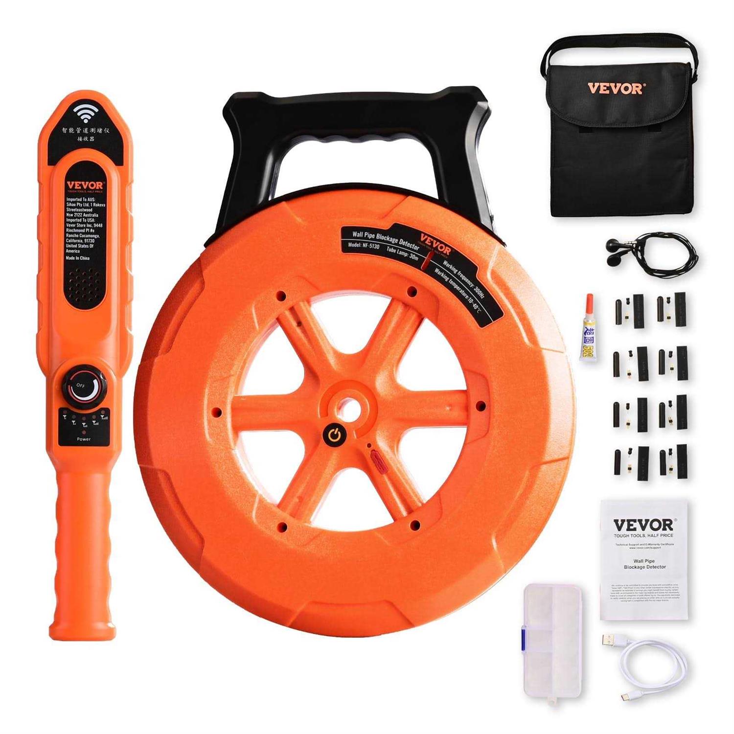 Pipe Blockage Detector Locators 100ft 30m Waterproof E7848