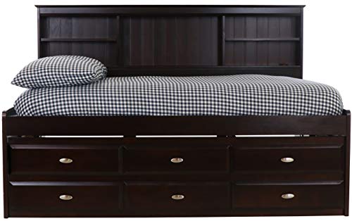 Full Espresso Bookcase Daybed with 6 Drawers B68333