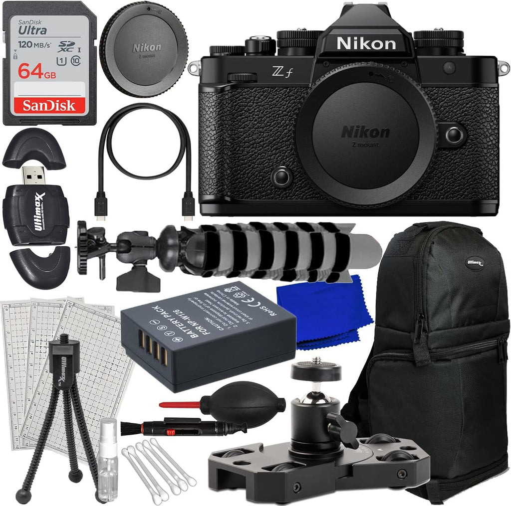 Nikon Zf Mirrorless Camera (Body) with 64GB SDHC Memory Card, Sling Backpack, 10pc Bundle K7216