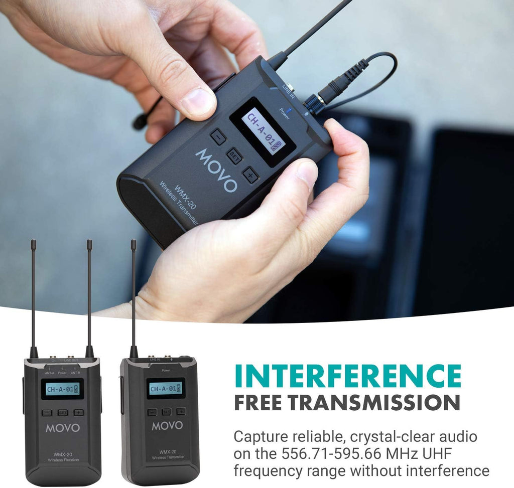 48-Channel UHF Wireless Lavalier Microphone System with 1 Receiver, 1 Transmitter, and 1 Lapel Microphone U472874