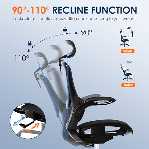 Ergonomic Mesh Office Chair with Flip-Up Armrest and Adjustable Headrest V311277