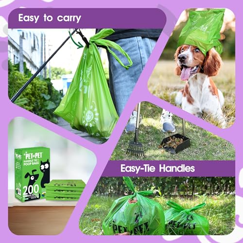 200 Counts Unscented Dog Poop Bags with Tie Handles C872