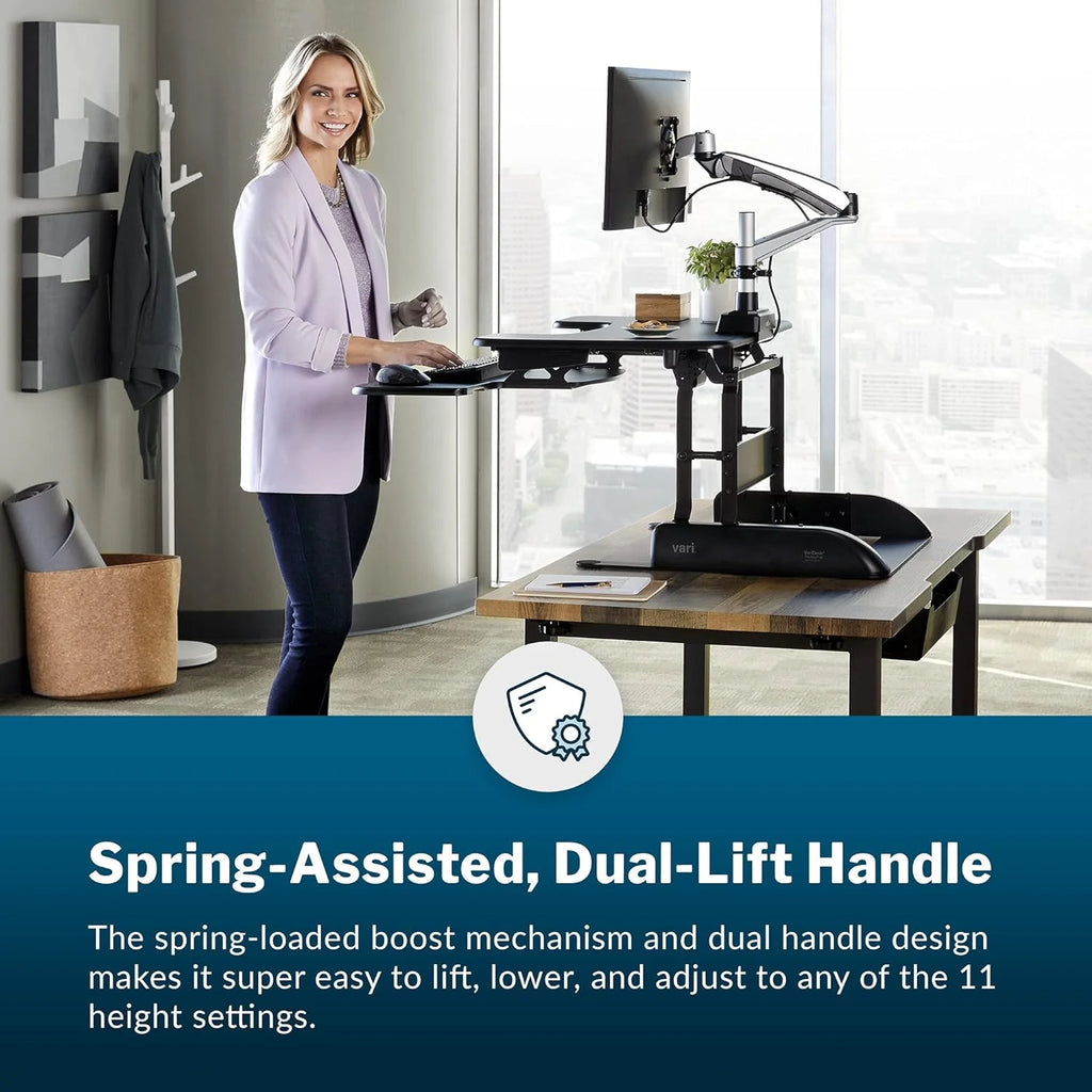 Black Two-Tier Height Adjustable Standing Desk Converter H73788