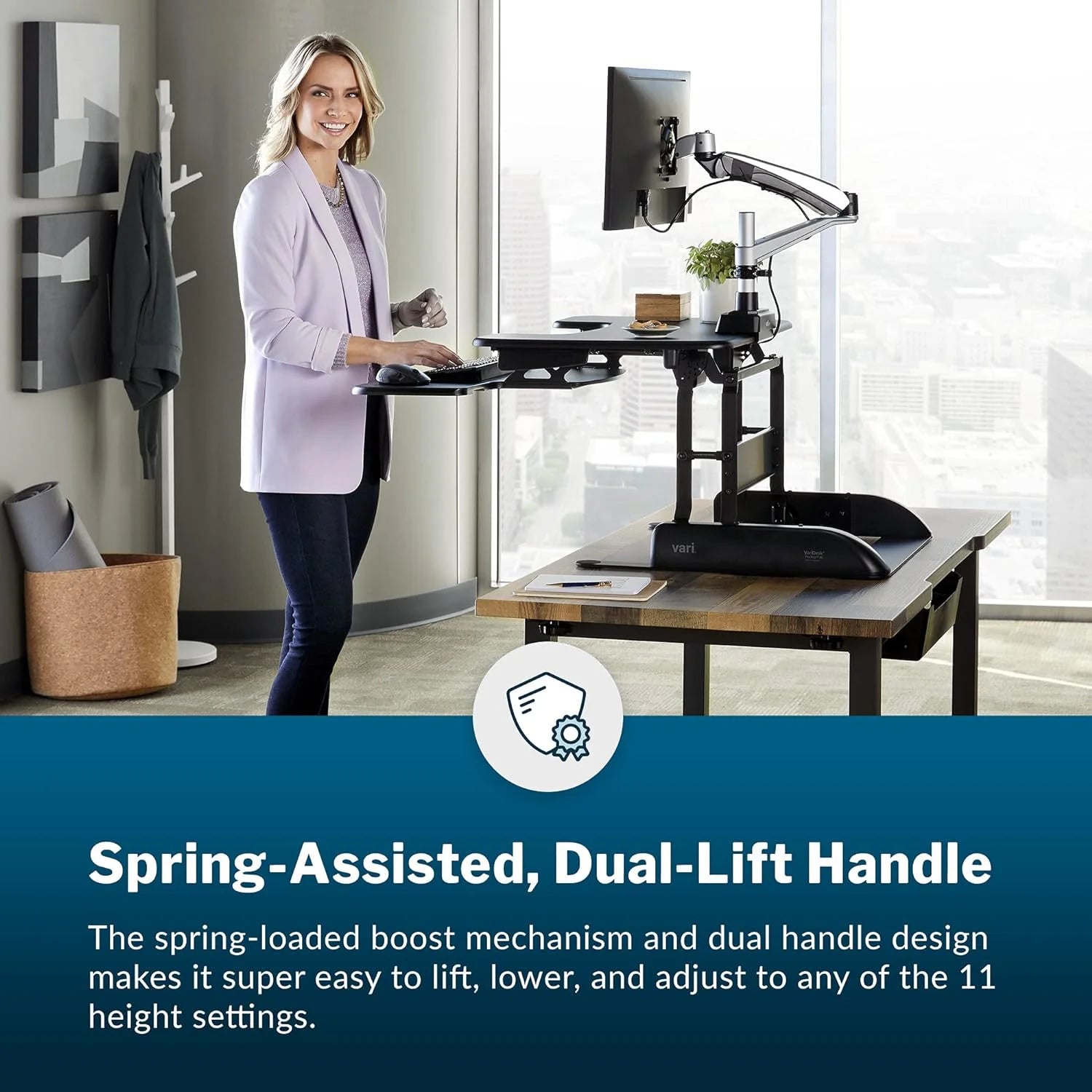 Black Two-Tier Height Adjustable Standing Desk Converter H73788