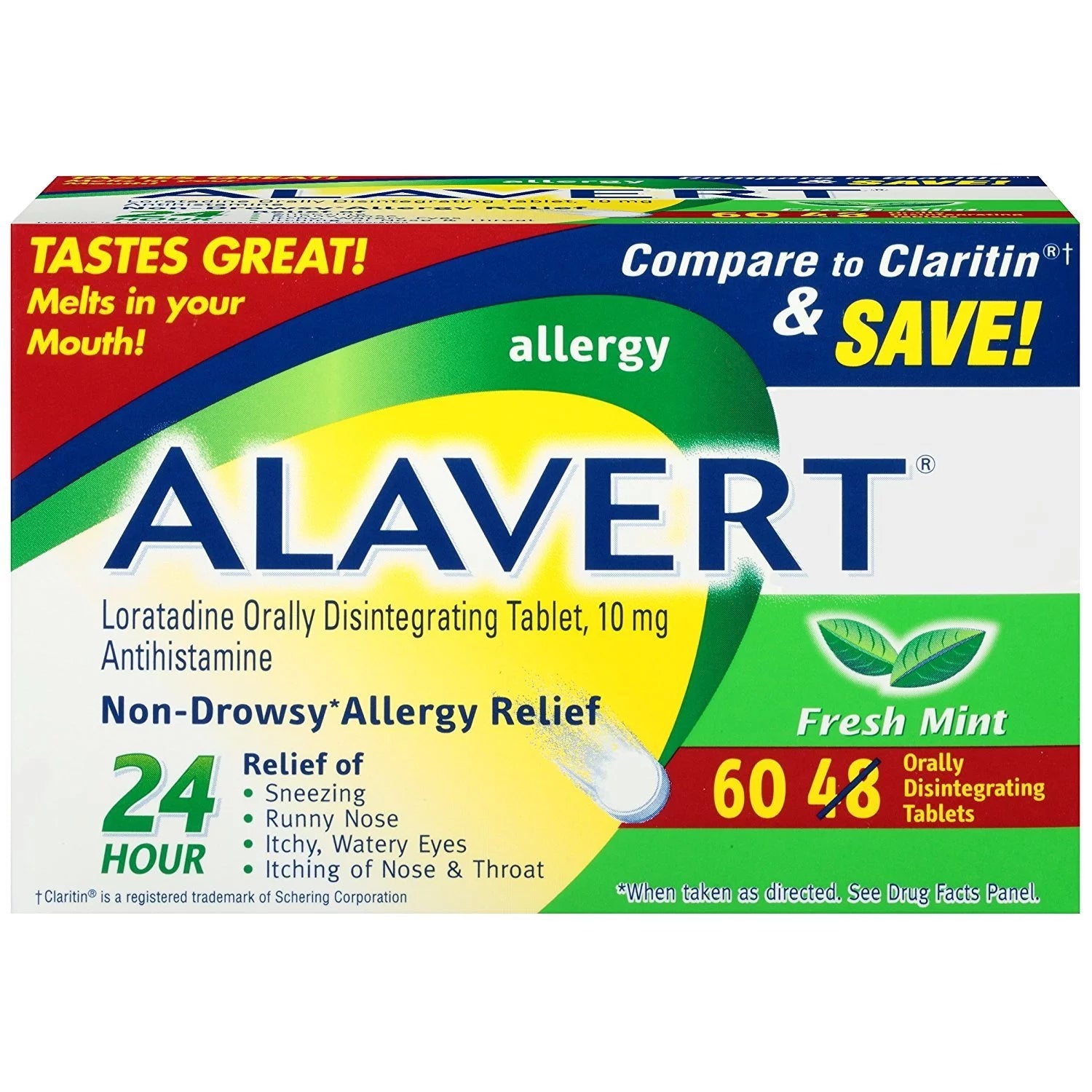 Alavert Allergy Orally Disintegrating Tablets, Non-Drowsy Antihistamine, 60 Count Y3488