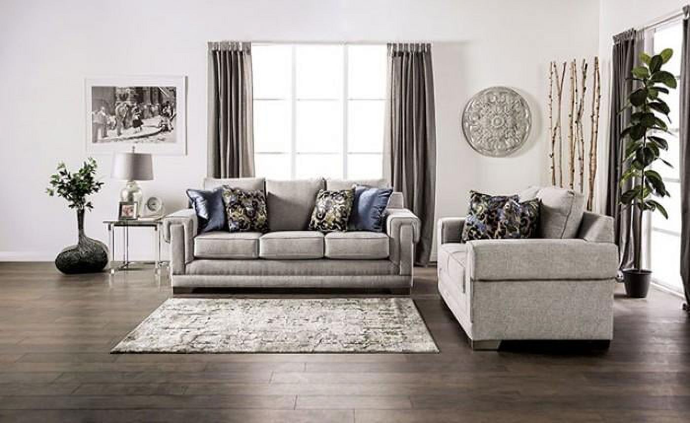 Light Gray Chenille Sofa and Loveseat S7046