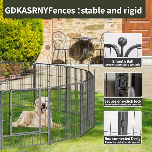 Silver Gray 8 Panels 32 inch Heavy Duty Folding Dog Playpen with Door Z17138