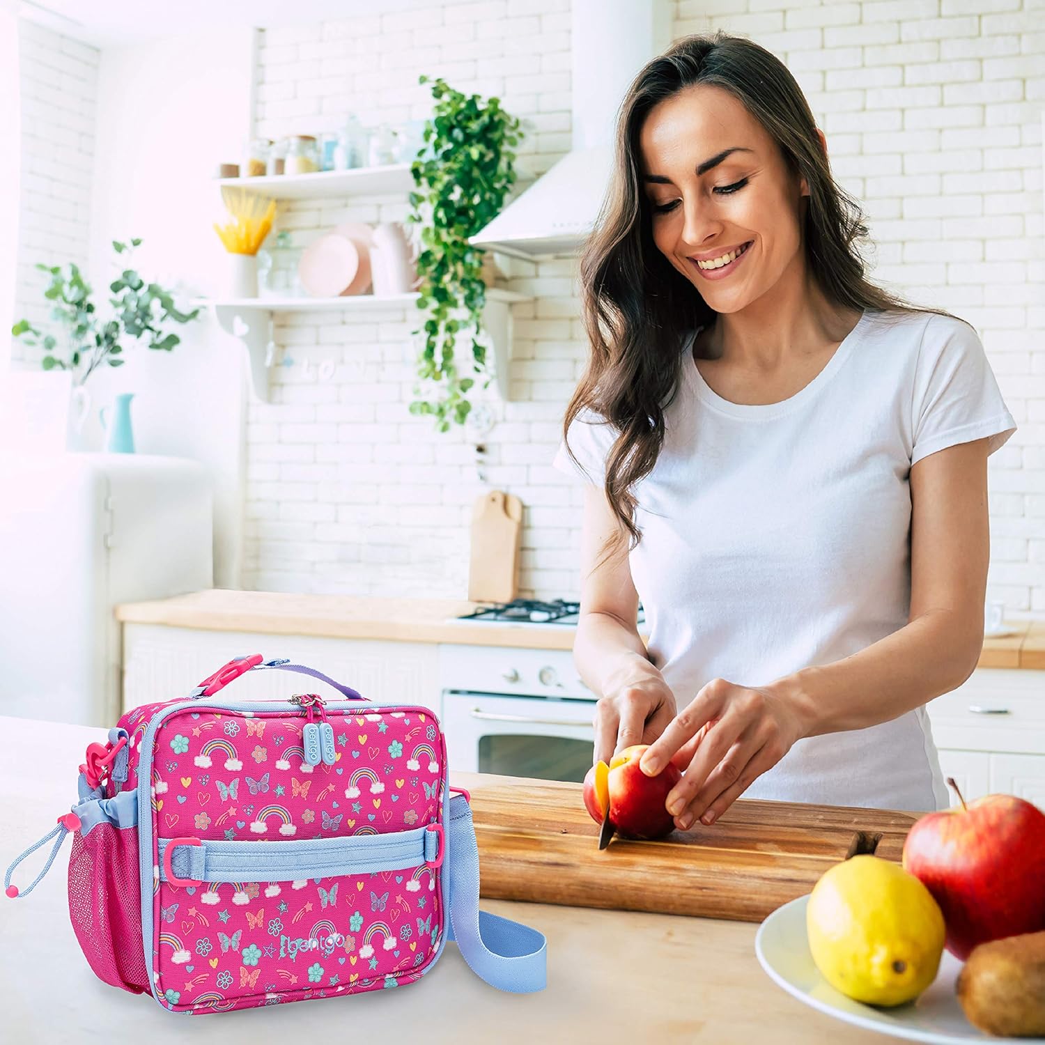 Insulated Lunch Bag Set With Kids Bento-Style Lunch Box (Rainbows and Butterflies) N184100
