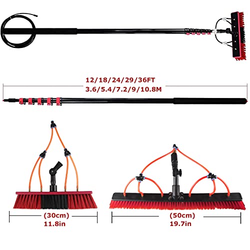 Water Fed Pole Kit, Window and Solar Panel Cleaning System, 30Cmbrush-36Ft/10.8M/55Cmbrush/18Ft/5.4M O18314