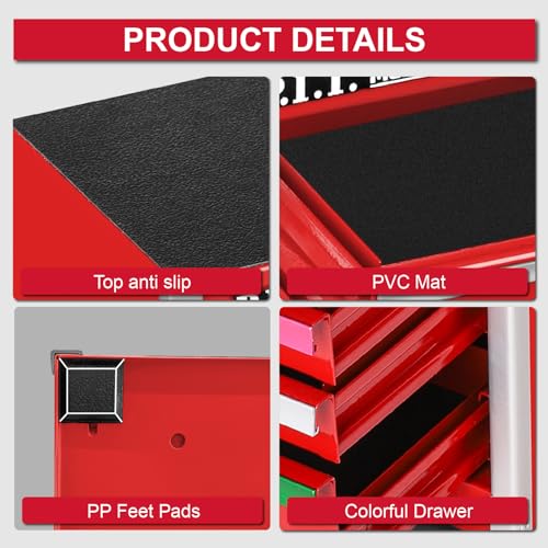 Mini Red Steel Tool Box with 5 Drawer O4127
