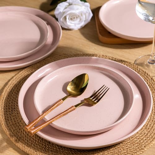 18 Piece Ceramic Dinnerware Set, Light Beige Q867296