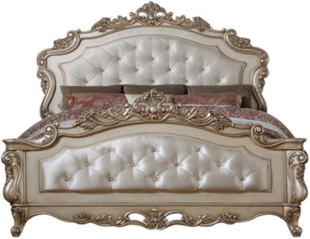 Cream Fabric King Panel Bed N42921
