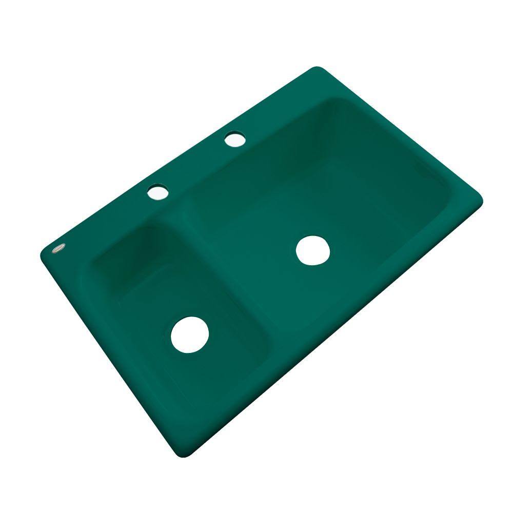 Drop-In Acrylic Double Bowl Kitchen Sink in Verde Y925441