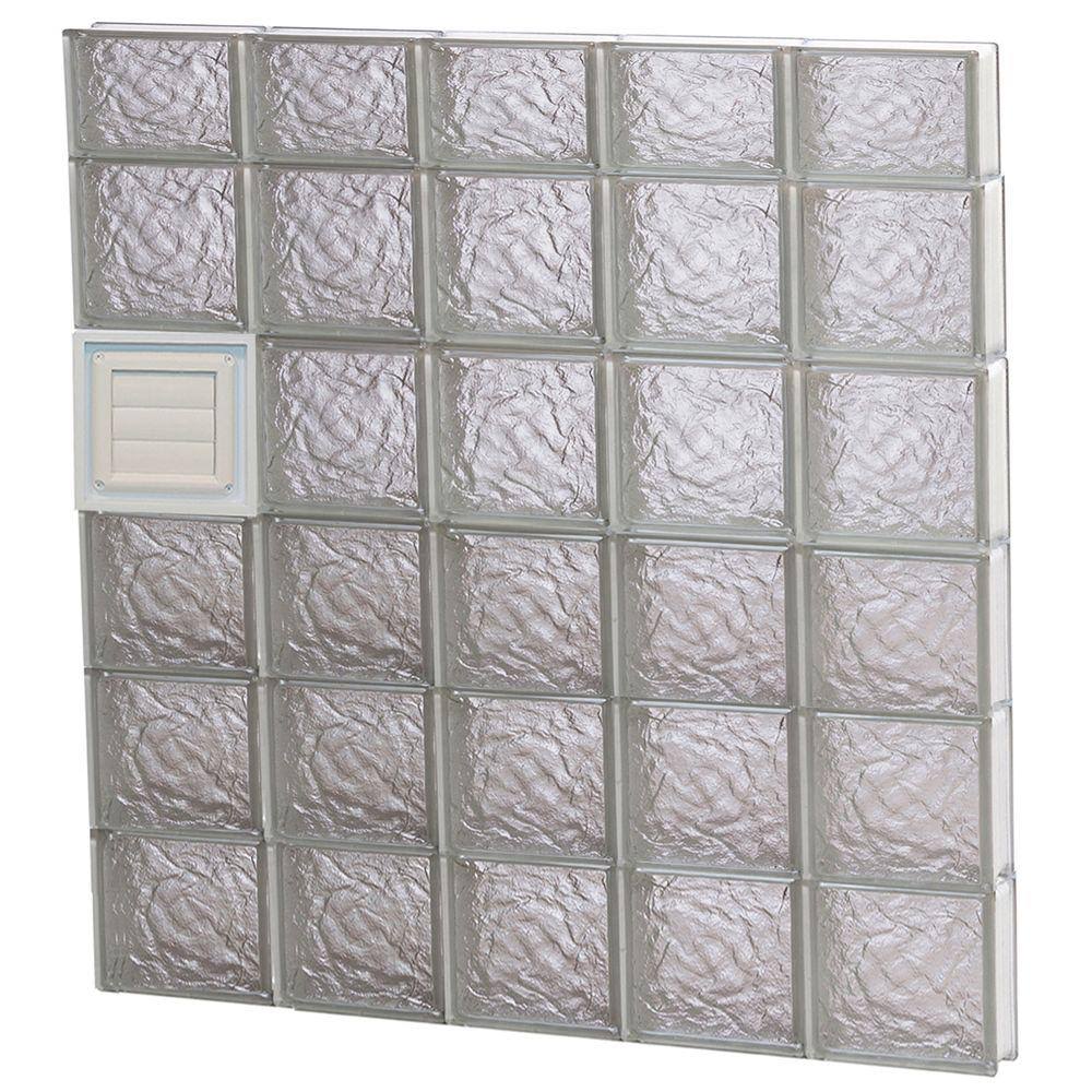 Frameless Ice Pattern Glass Block Window with Dryer Vent Y83404