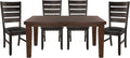 Dark Oak Finish Dining 5pc Set Table with Self-Storing Leaf and 4 Side Chairs W7749