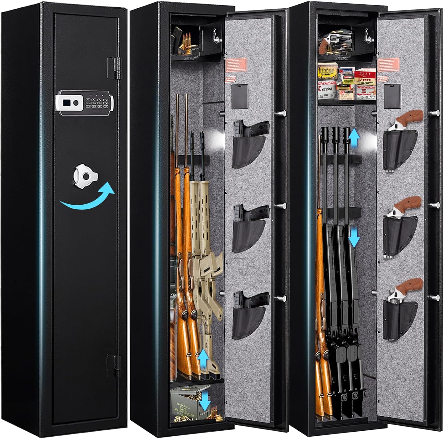 5-6 Gun Rifle Safe with Handgun Lock Box and Removable Shelf N355