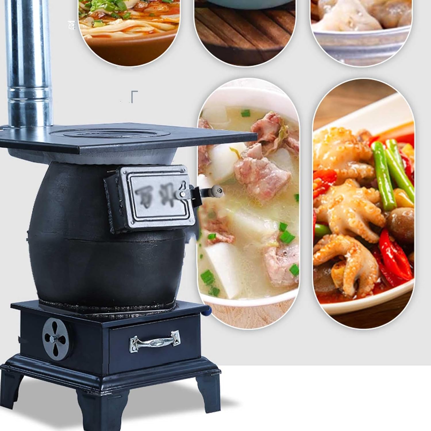 Outdoor Wood Burning Stove with Sectional Chimney Pipes S940003