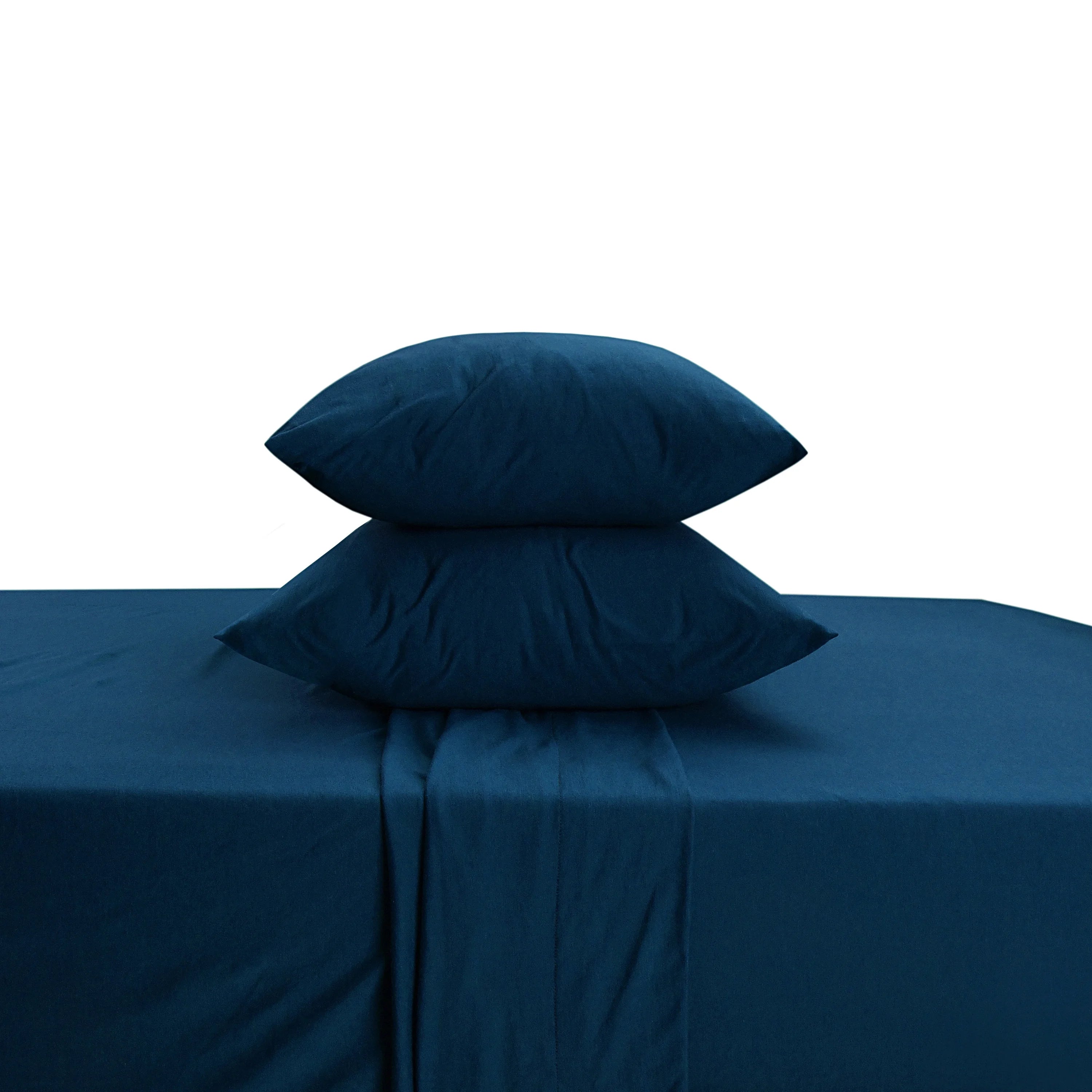 Queen Size 100% Cotton Jersey Sheet Set (4Pc, Navy) I2066