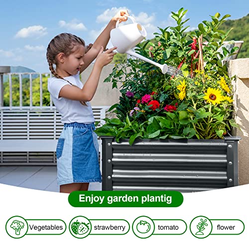 Galvanized Raised Garden Bed with Legs, 48×24×32in Metal Elevated Planter Box with Drainage Holes B486