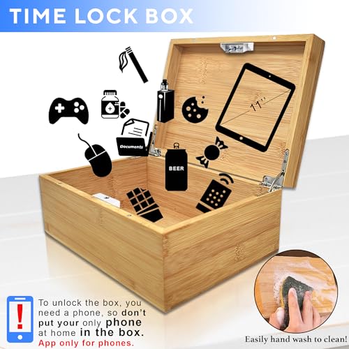 Wooden Timed Lock Box with Electronic Timer Lock M329