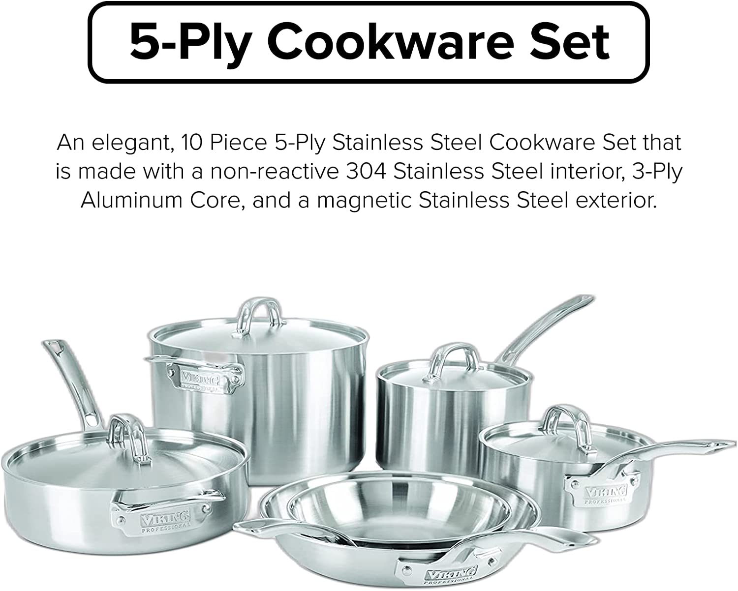 10 Piece 5-Ply Stainless Steel Cookware Set K550