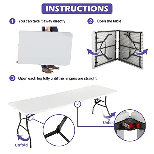 White 4 Ft Heavy Duty Plastic Folding Table J361