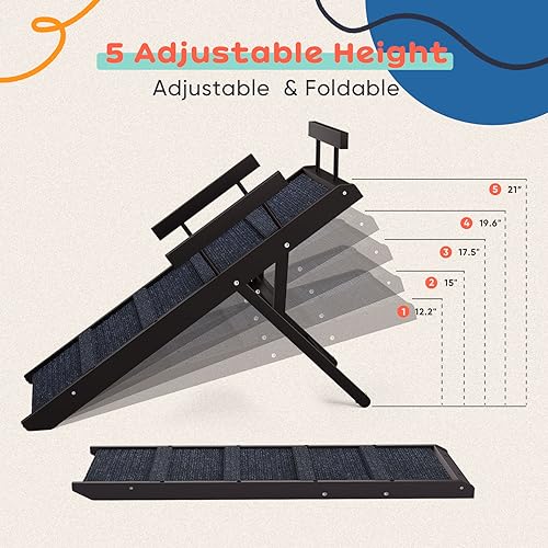 Wooden Adjustable Pet Ramp with Safety Rails C246502