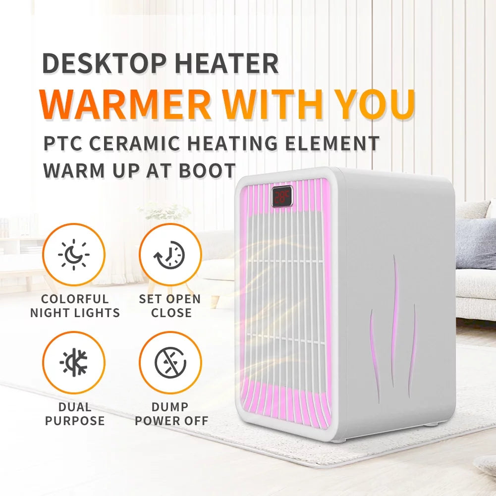 Mini Desktop Heater with LED Night Light D474