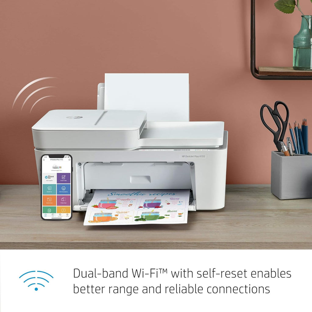 (Renewed) HP DeskJet Plus 4155 Wireless All-in-One Printer Pack of 2 M452