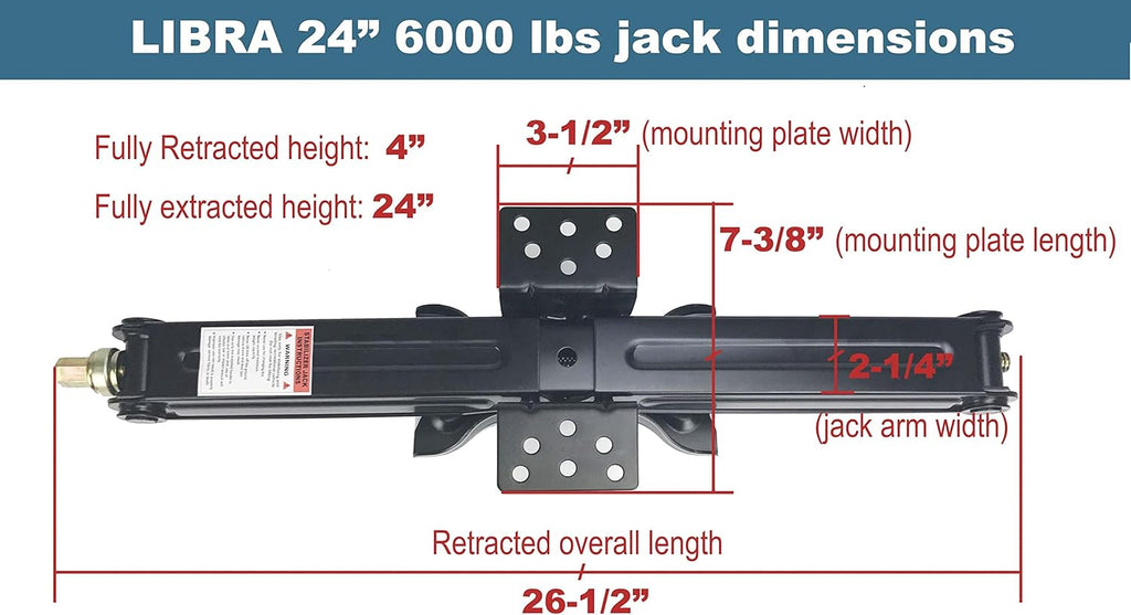 Set of 4 6000 lb 24" RV Trailer Stabilizer Scissor Jacks with Mounting Hardware S8034