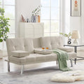Futon Sofa Bed with Removable Armrests and 2 Cup Holders D4970
