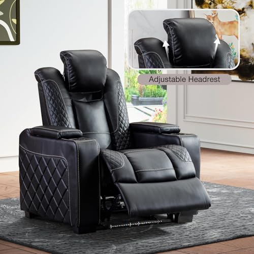 Brown Faux Leather Power Recliner Chair with Adjustable Headrest G4294
