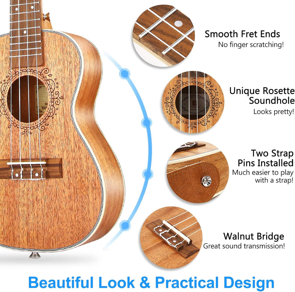 Mahogany 23 inch Concert Ukulele and Electric Acoustic Tenor Ukulele Bundle H142595
