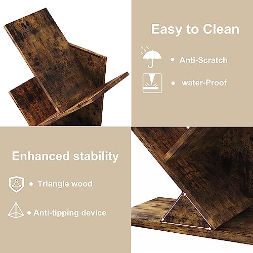 9 Tier Tree Bookshelf, Rustic Brown Wood Bookcase L43120