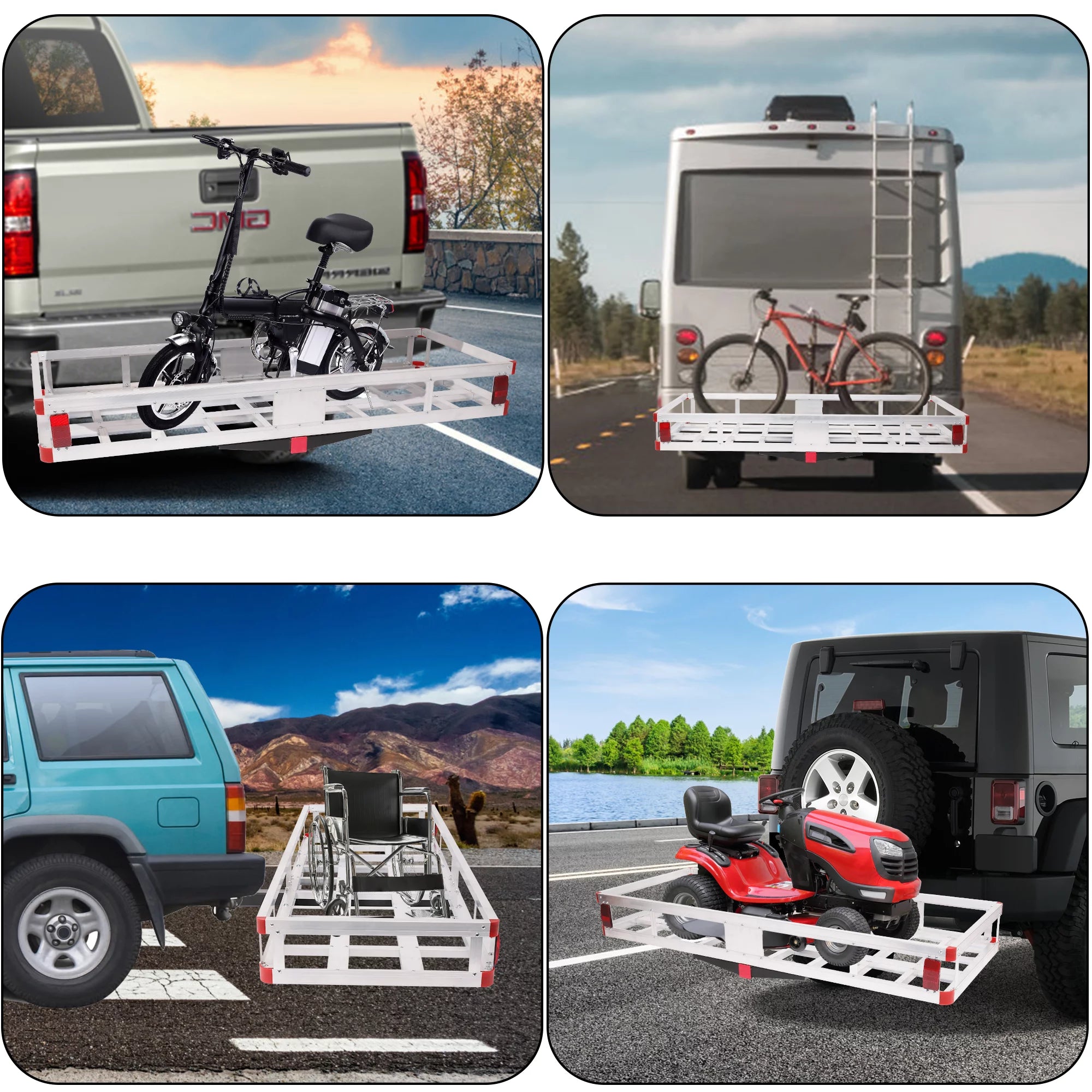 Aluminum Hitch Mounted Cargo Carrier with High Side Rails for 2" Receiver S181