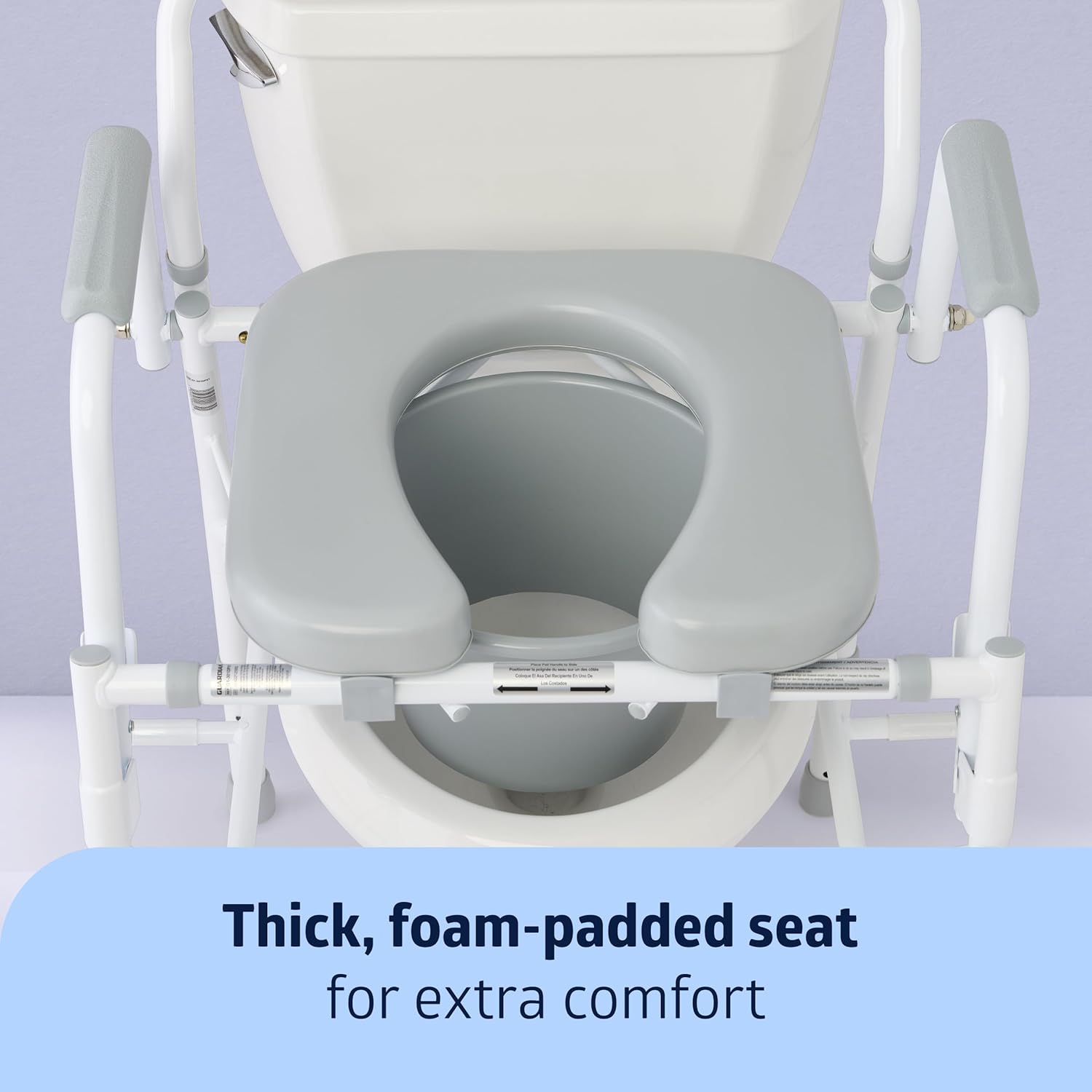 Drop Arm Commode Chair with Padded Seat, 350 lb. Weight Capacity J50476