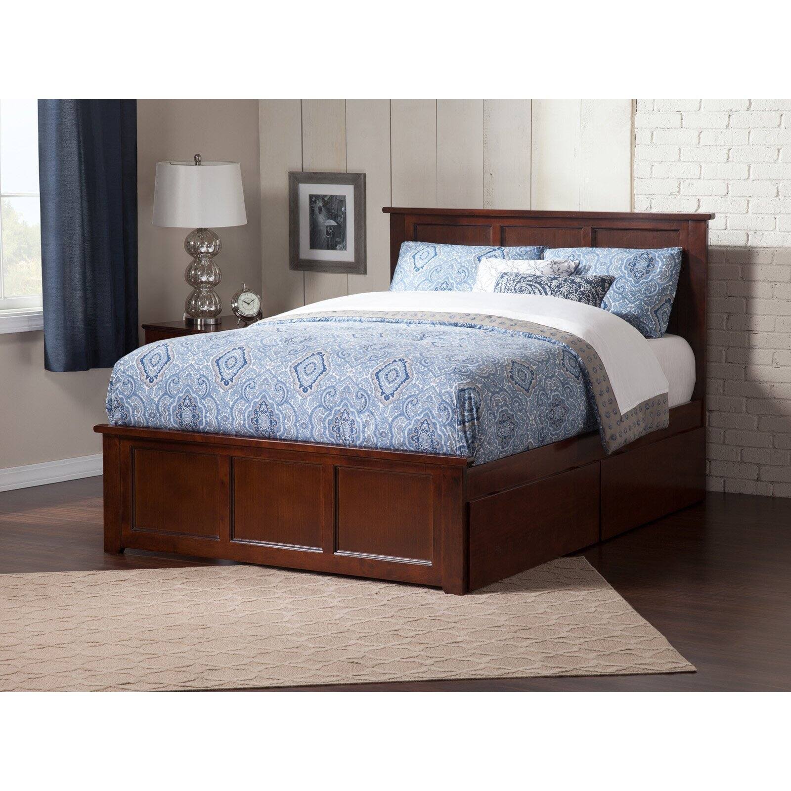 Caramel Full Bed with 2 Drawers D901