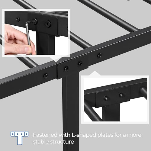 Black Full Size Metal Platform Bed Frame with Headboard B475177