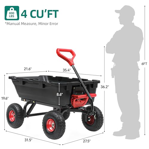 Heavy Duty Garden Dump Cart with 10" Pneumatic Tires P897122