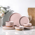 18 Piece Ceramic Dinnerware Set, Light Beige Q867296