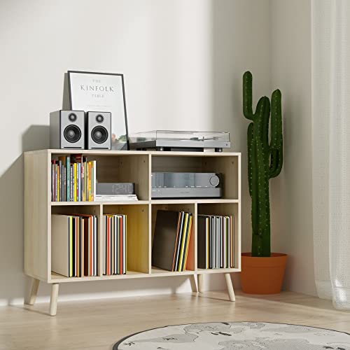 Oak Record Player Stand with Vinyl Record Storage P79947