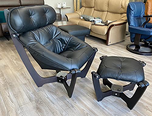 Black Leather Chair and Ottoman Q7791