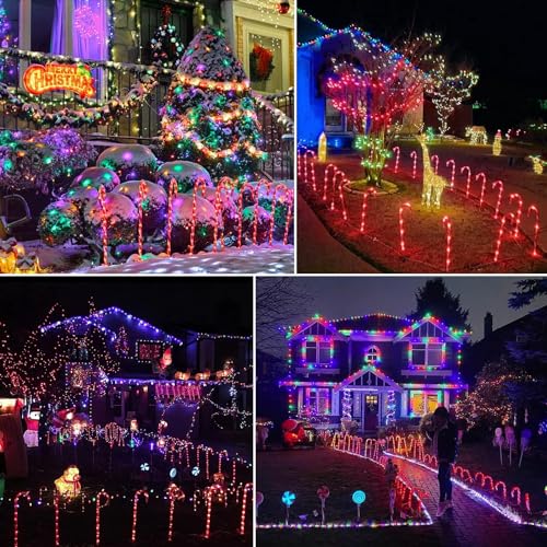 20 Packs Solar Candy Cane Lights Outdoor Pathway, 8 Modes LED Candy Cane Decorations K9656