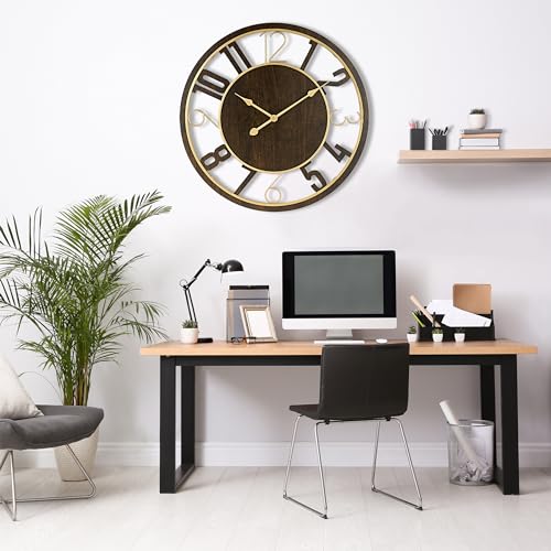 Brown 24-Inch Wooden Analog Wall Clock K737
