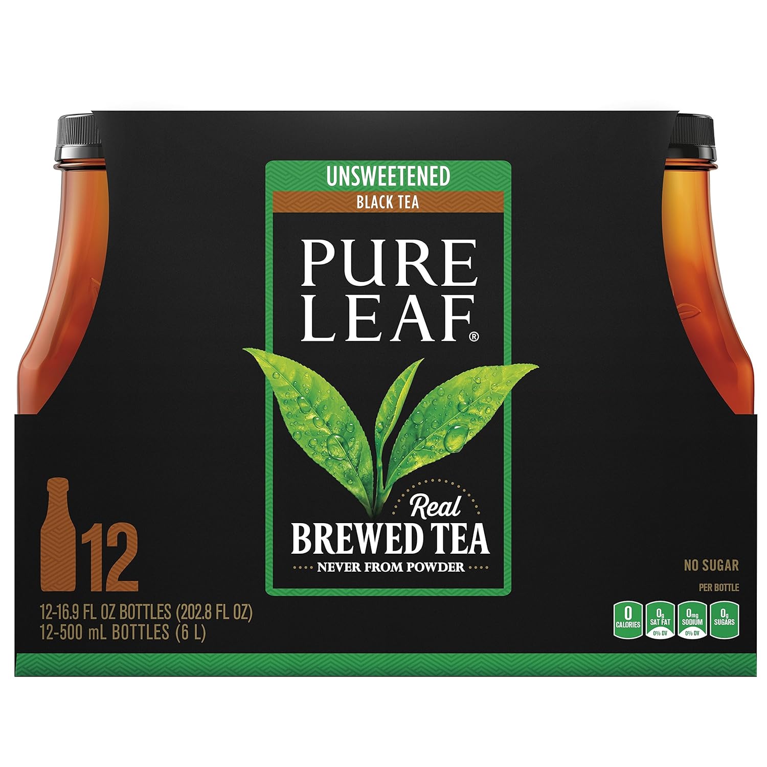 Unsweetened Black Iced Tea, 16.9 Ounce Bottles, 12 Count W668562